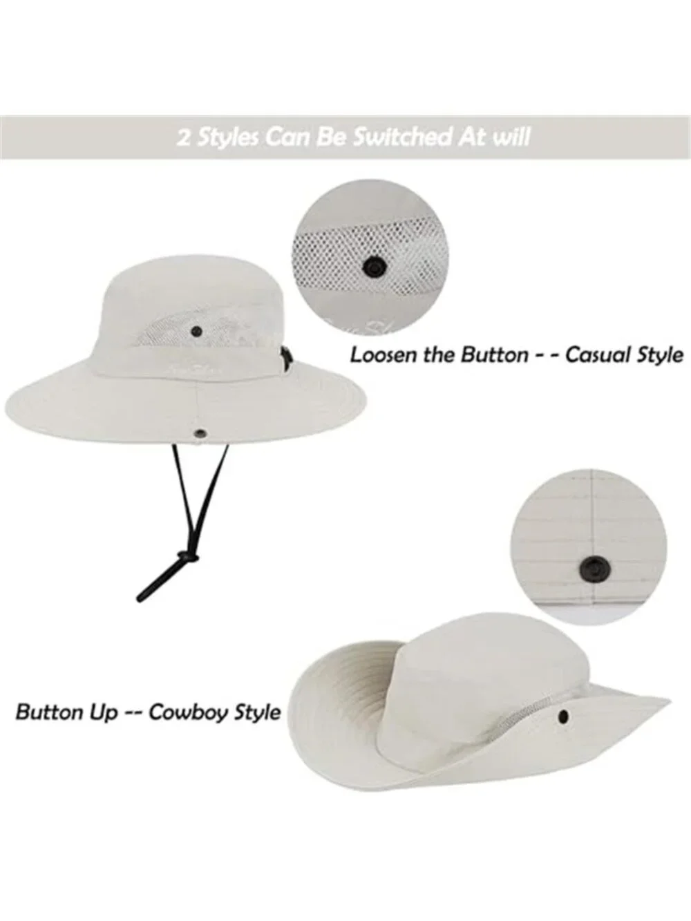 Women's Outdoor UV-Protection-Foldable Sun-Hats Mesh Wide-Brim Beach Fishing